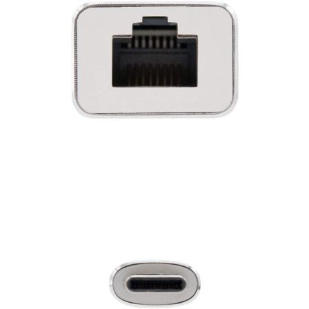 Nanocable Conversor USB-C a Ethernet Gigabit 10/100/1000 Mbps Plata 15cm